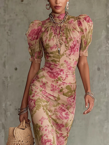 Rosalinda | Vestido maxi con estampado de rosas vintage