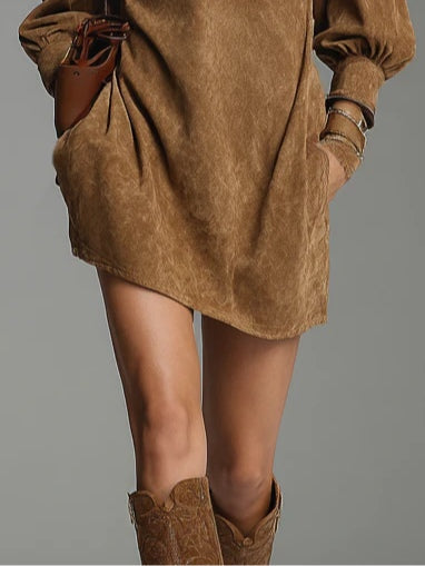 Lucienne | Vestido holgado de ante con cremallera