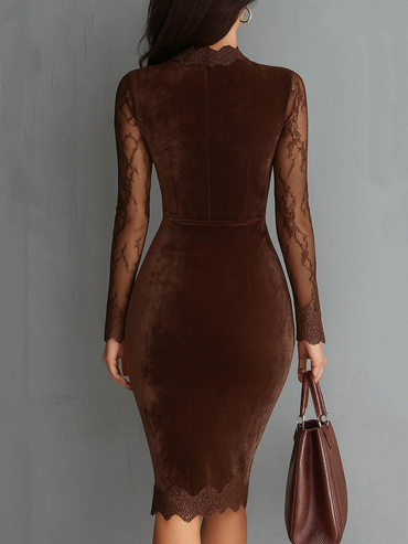 Aurélia | Vestido mini de terciopelo con mangas de encaje
