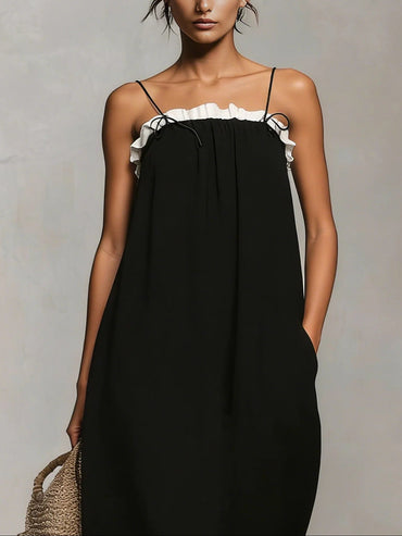 Mirelle | Vestido maxi color block con tirantes finos
