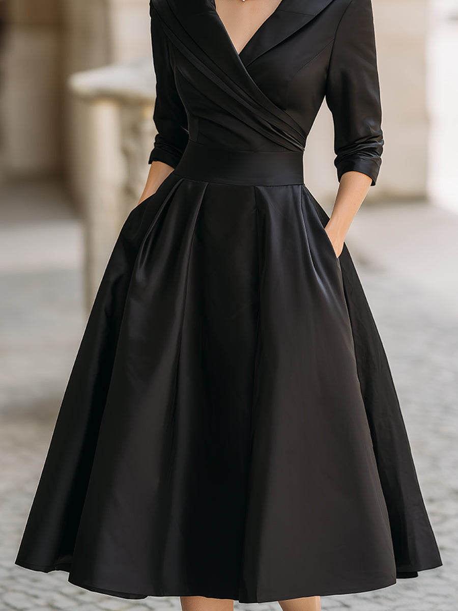 Dharmay | Elegante vestido midi de manga larga