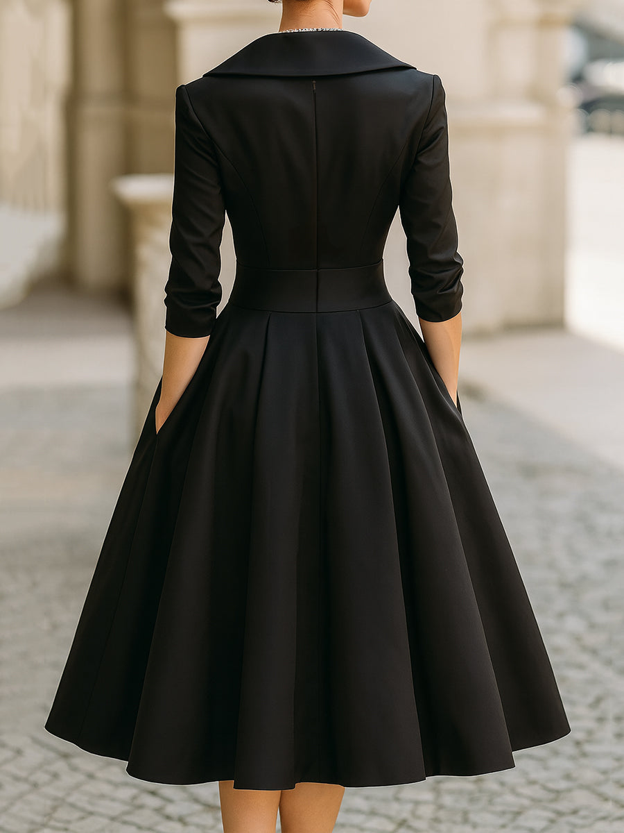 Dharmay | Elegante vestido midi de manga larga