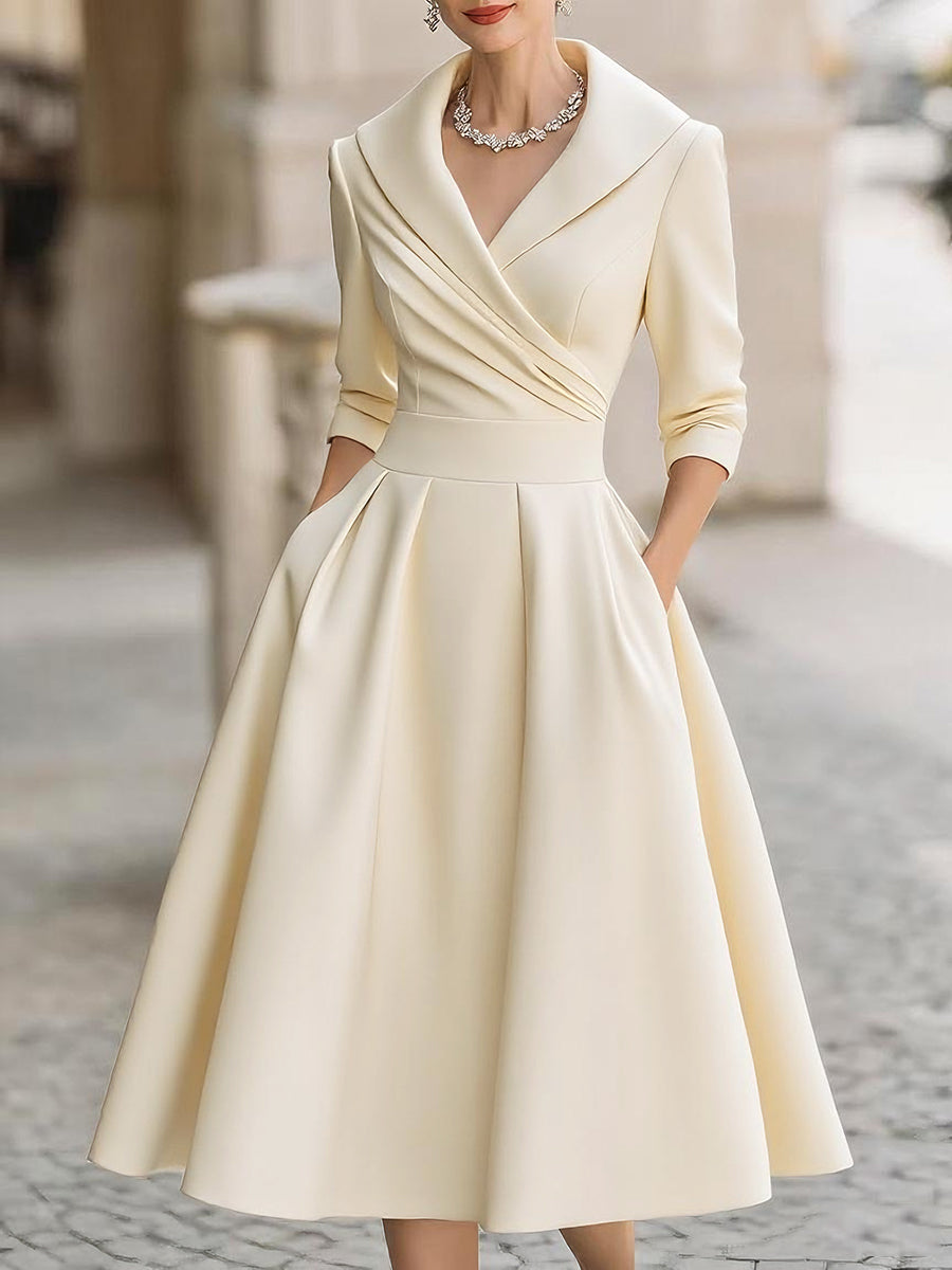 Dharmay | Elegante vestido midi de manga larga
