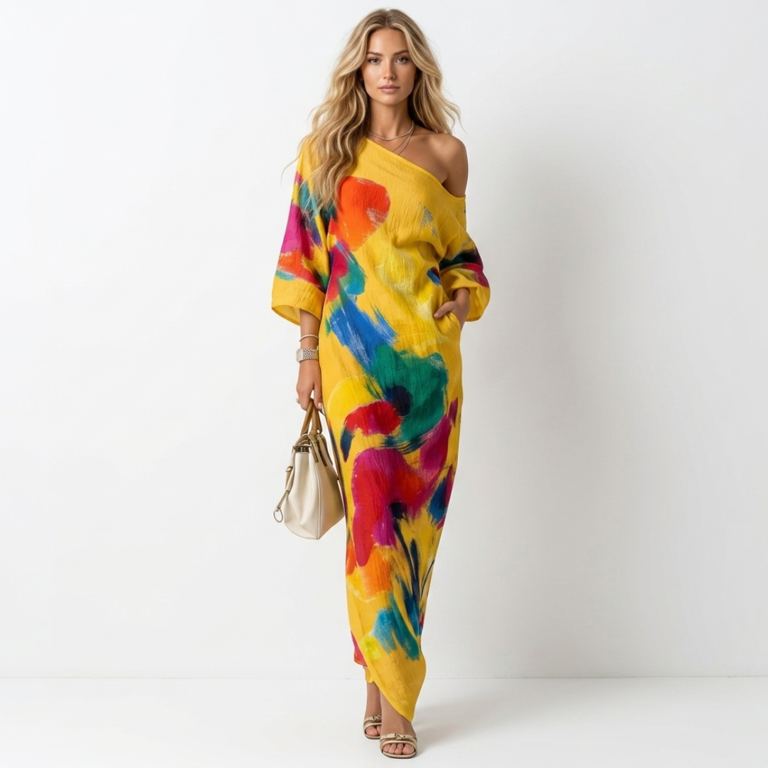 Andreza - Vestido artístico de un hombro