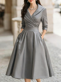 Dharmay | Elegante vestido midi de manga larga