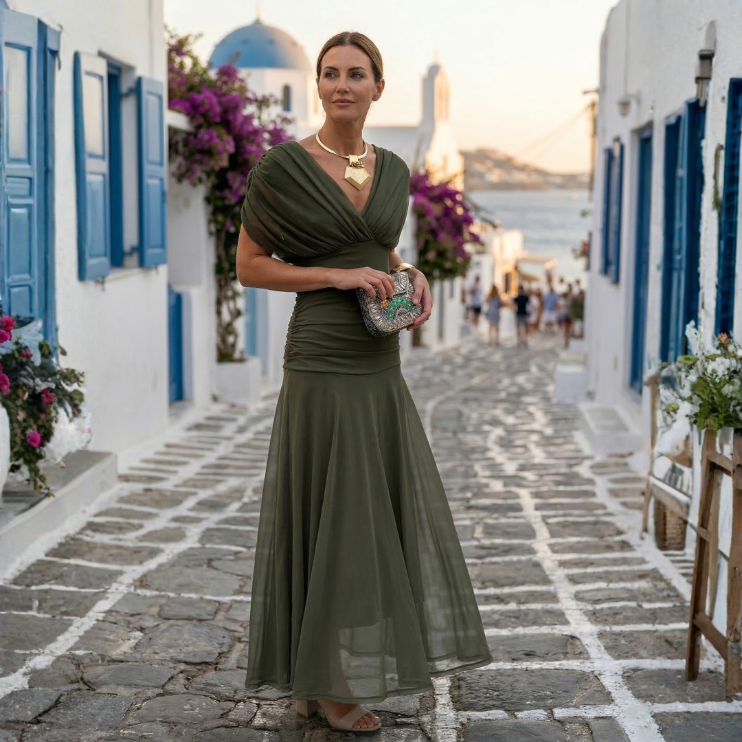 Xenia - Vestido largo con escote en V