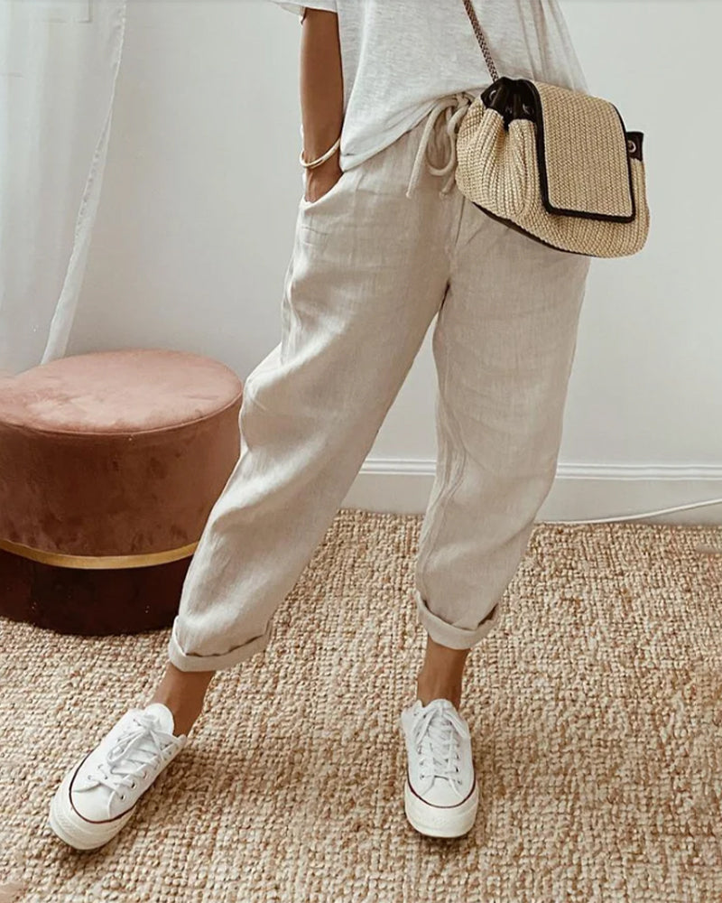 Pantalón de lino casual y elegante antitranspirante