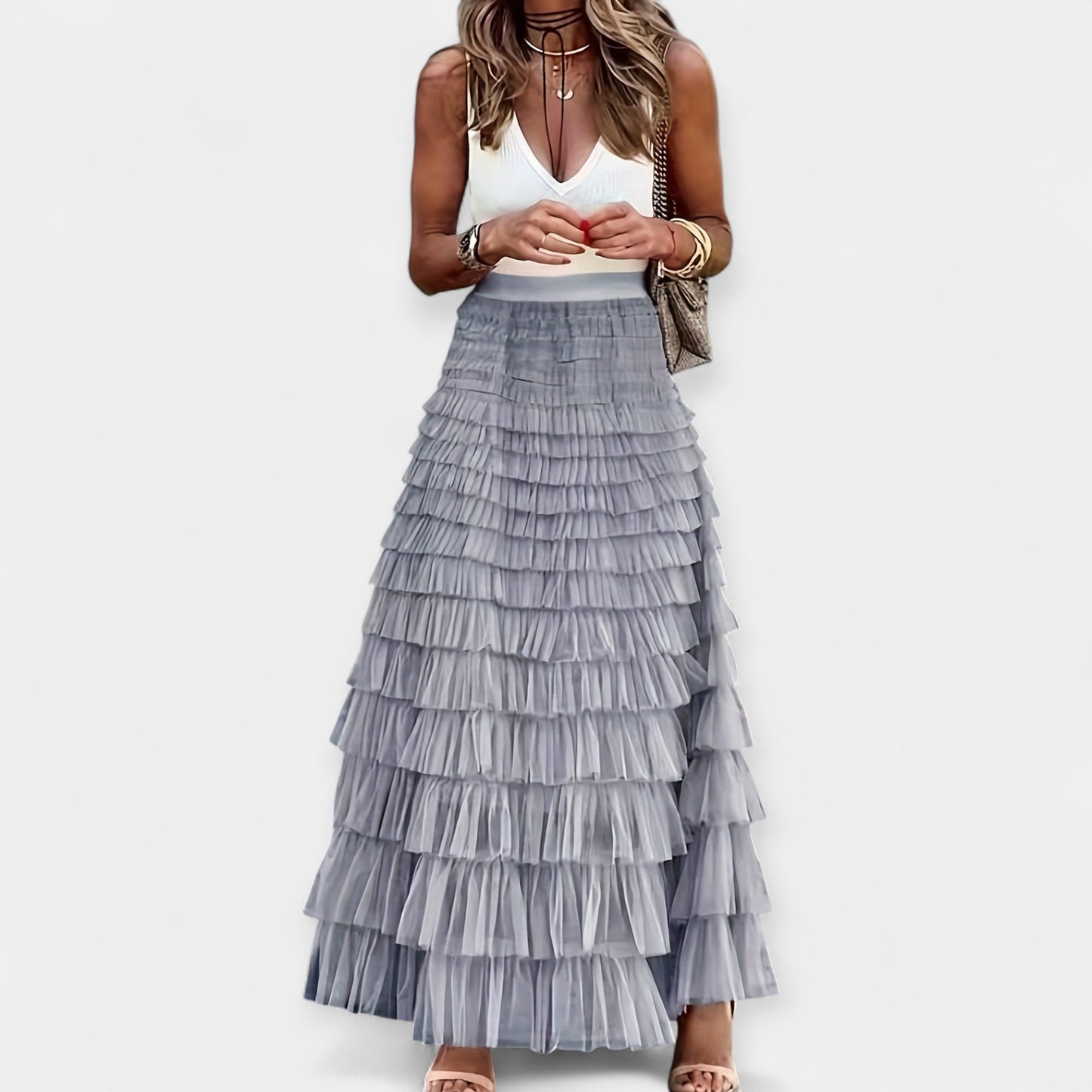 Falda boho con bajo de red