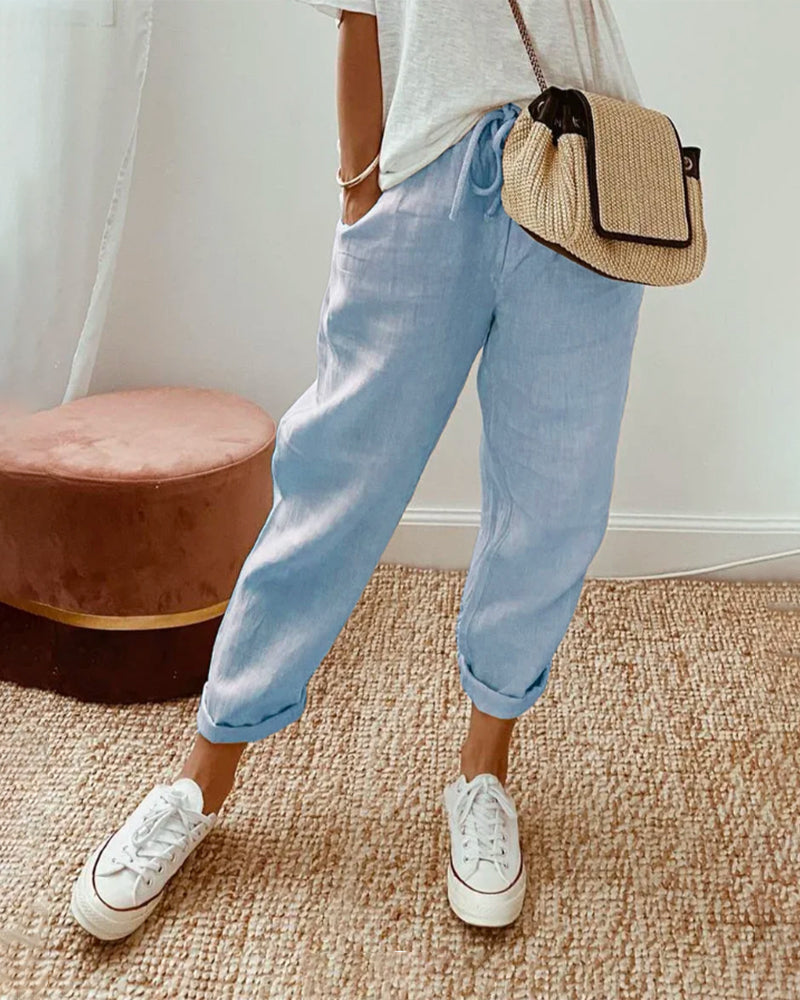 Pantalón de lino casual y elegante antitranspirante
