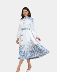 Amelie - Top floral azul de cuello alto