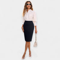 Falda midi de talle alto casual