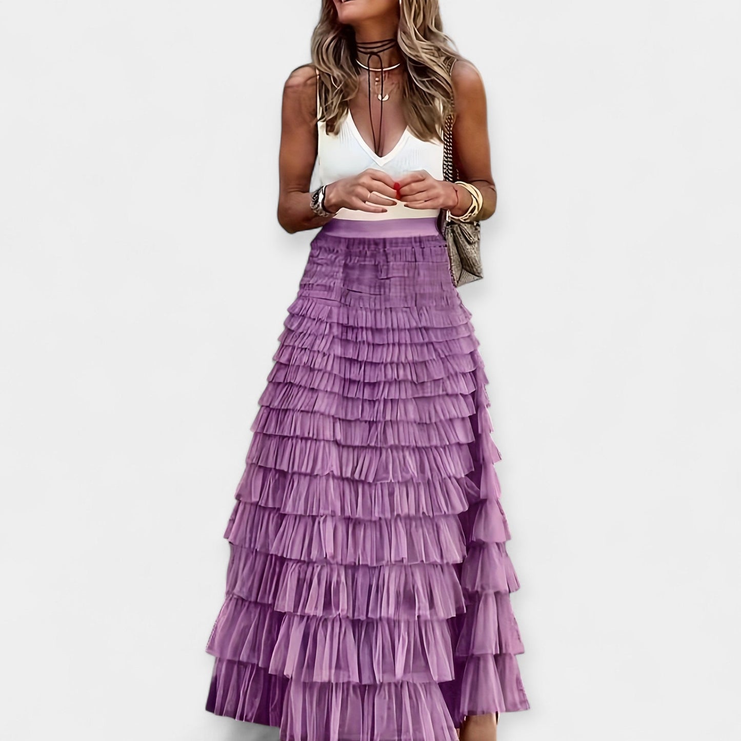 Falda boho con bajo de red