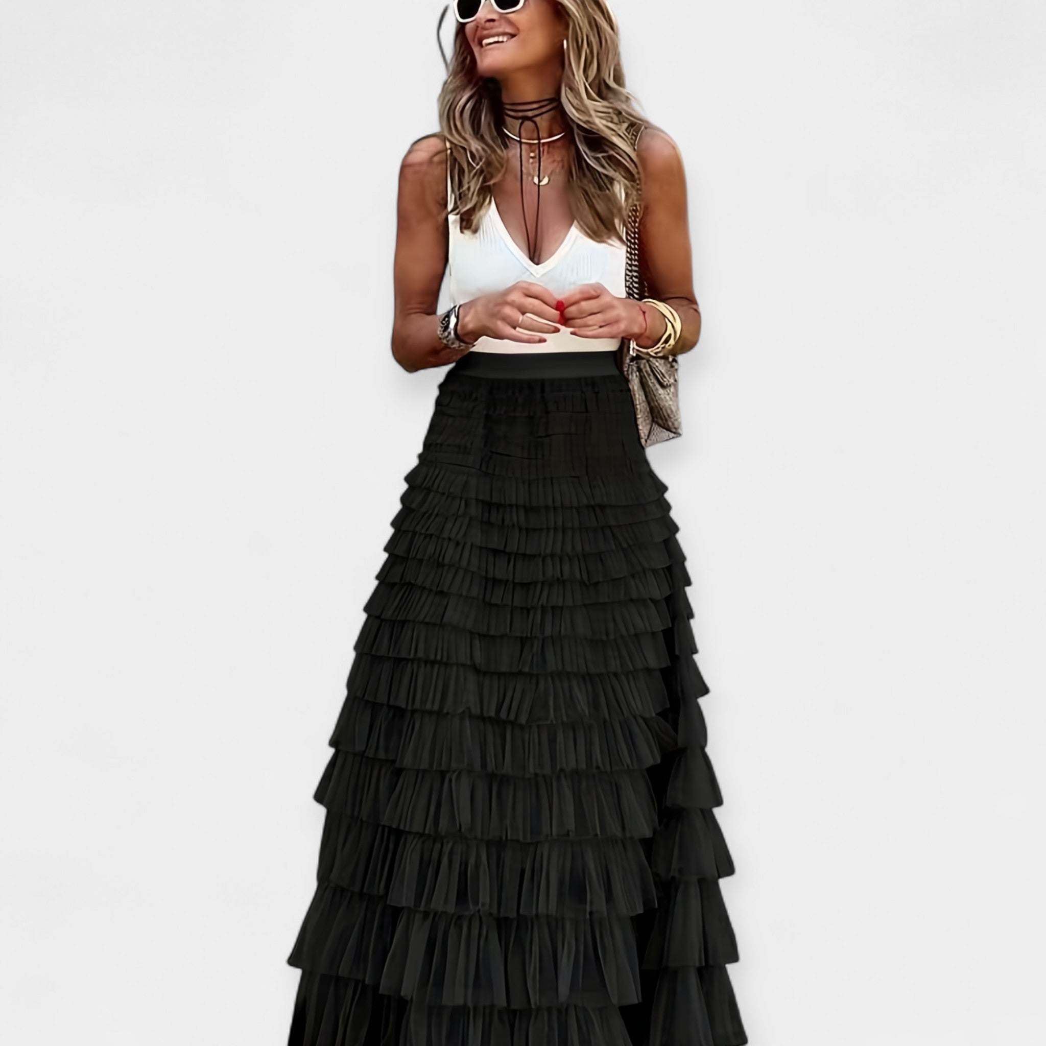 Falda boho con bajo de red