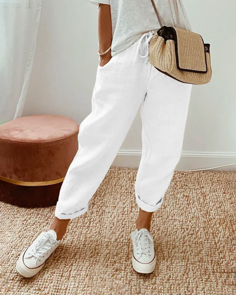 Pantalón de lino casual y elegante antitranspirante