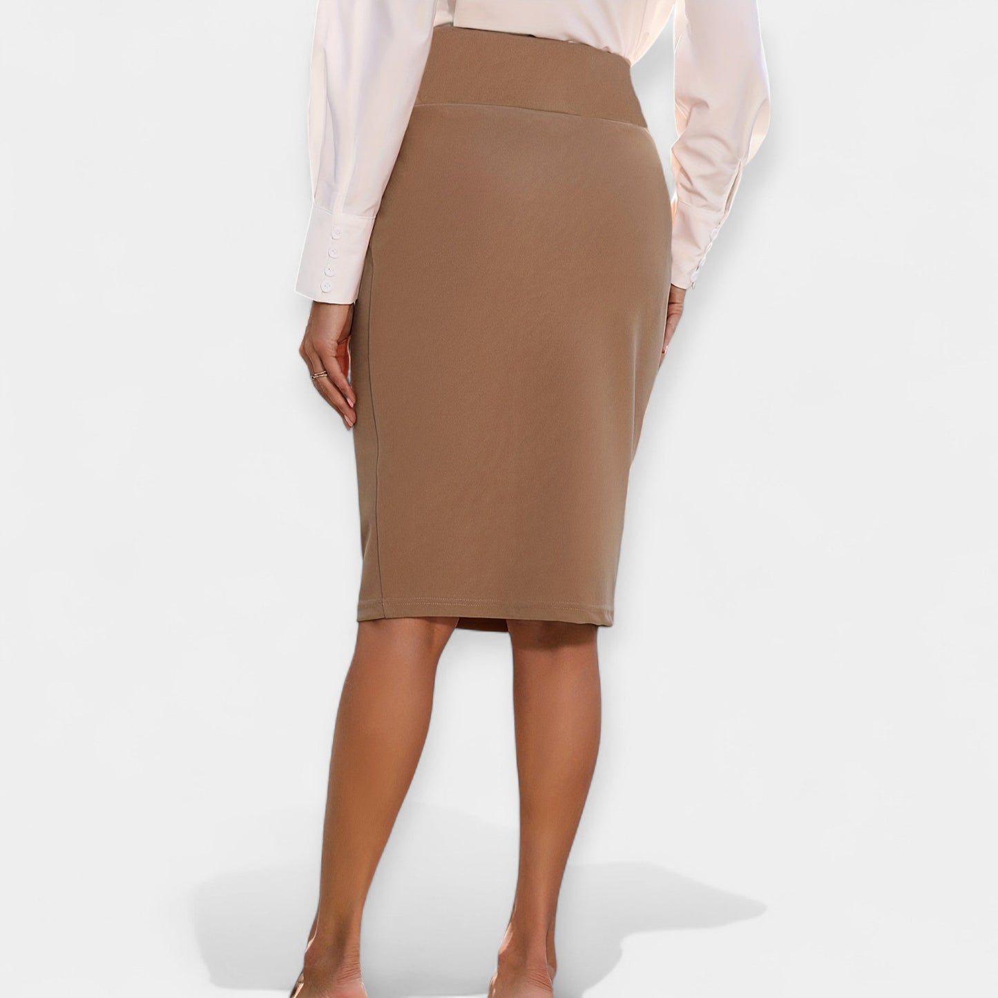 Falda midi de talle alto casual