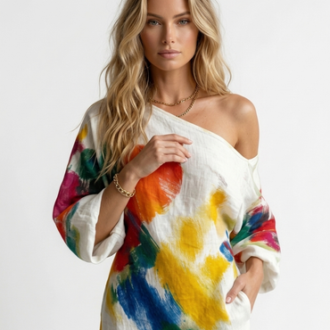 Andreza - Vestido artístico de un hombro