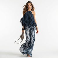 Ludovica - Conjunto de blusa y pantalón con hombros descubiertos