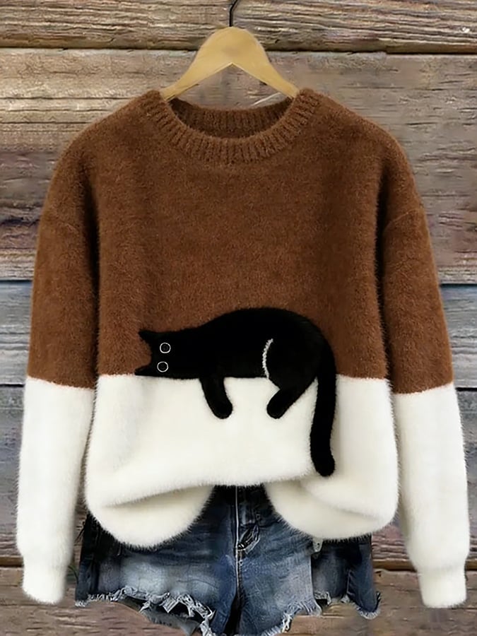 Luna | Sweat Femme avec Motif de Chat