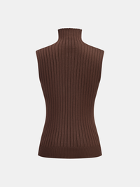 Conjunto de tres piezas con jersey de cuello alto de punto, cárdigan y pantalón