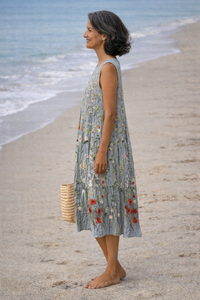 Cara | Vestido midi con flores silvestres