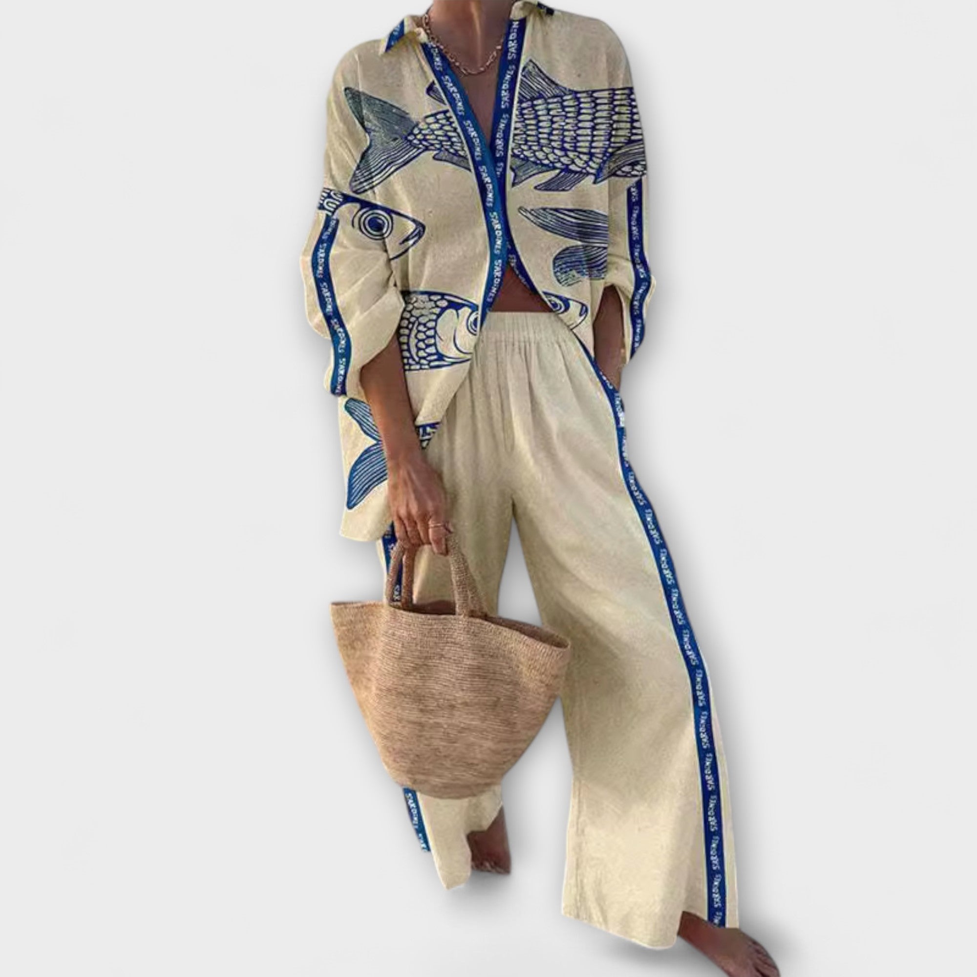 Inês | Conjunto Estampa Azul Pez