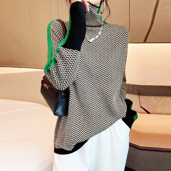 Aristea - Jersey de cuello alto con rayas en contraste