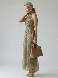 Florine | Vestido maxi verde con estampado floral