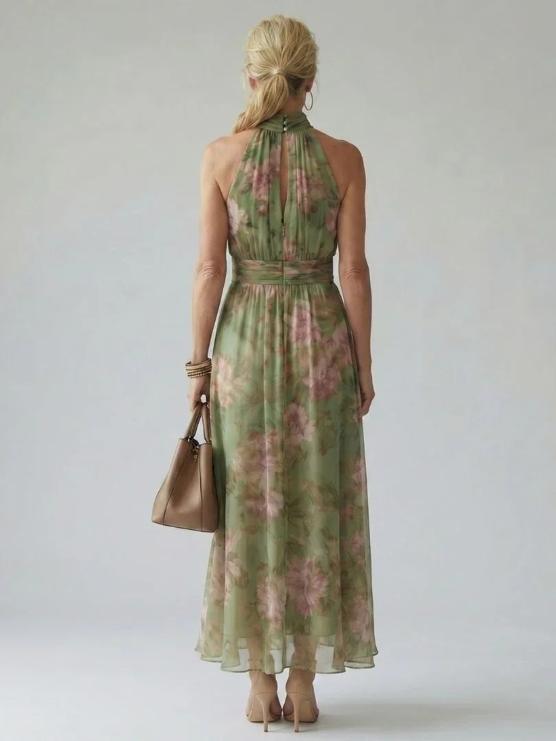 Florine | Vestido maxi verde con estampado floral