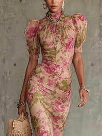 Rosalinda | Vestido maxi con estampado de rosas vintage