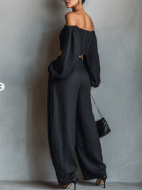Tessa | Conjunto hombros descubiertos con pantalón ancho