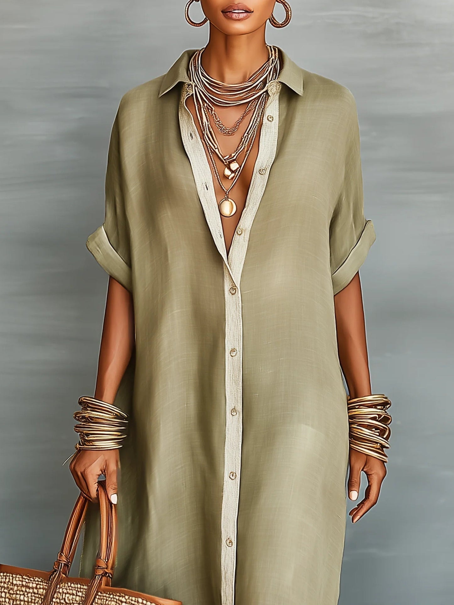 Manelle | Vestido maxi verde oliva minimalista
