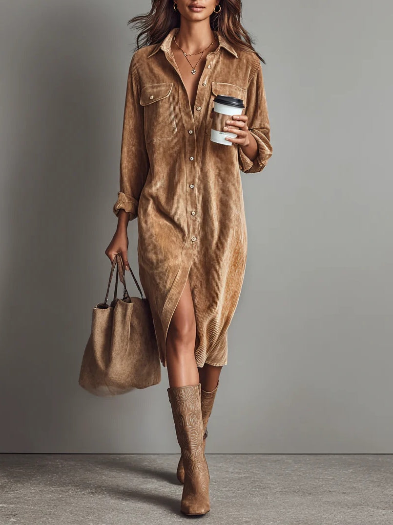 Estela | Vestido midi de pana