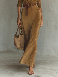 Juline | Vestido maxi efecto ante con solapa