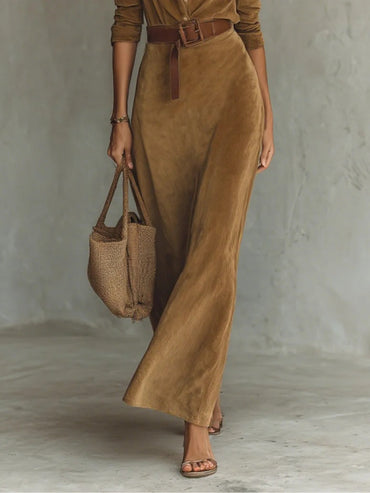 Juline | Vestido maxi efecto ante con solapa