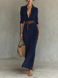 Juline | Vestido maxi efecto ante con solapa