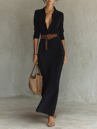 Juline | Vestido maxi efecto ante con solapa