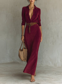 Juline | Vestido maxi efecto ante con solapa