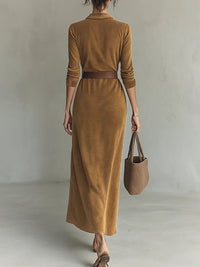 Juline | Vestido maxi efecto ante con solapa