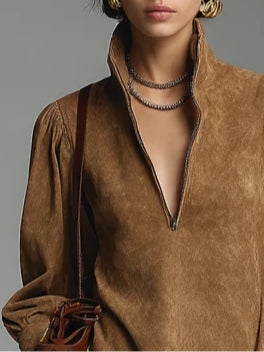Lucienne | Vestido holgado de ante con cremallera