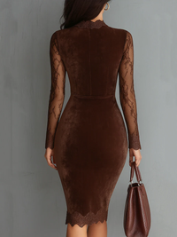 Aurélia | Vestido mini de terciopelo con mangas de encaje