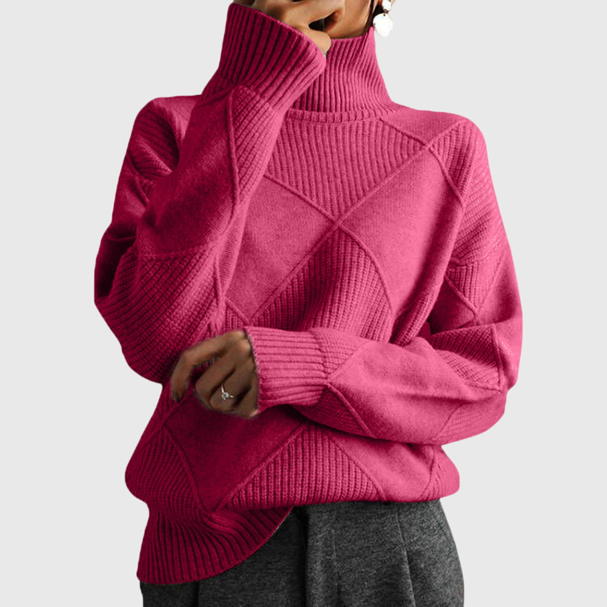 Angela | Suéter de invierno suave con elegante estampado gráfico