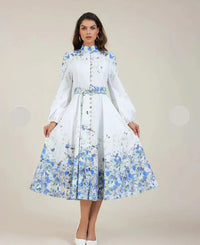 Amelie - Top floral azul de cuello alto