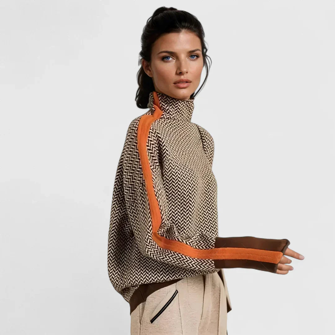 Aristea - Jersey de cuello alto con rayas en contraste