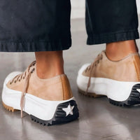Elina Zapatos Cómodos Con Tacón Grueso Lona Estilo Urbano