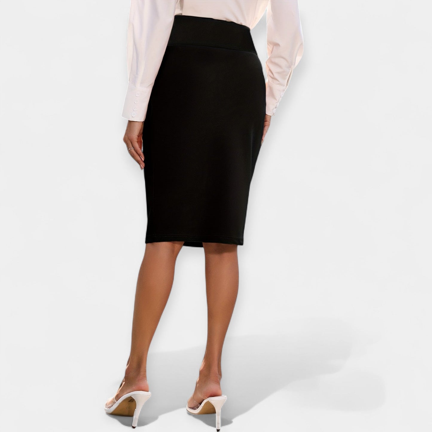 Falda midi de talle alto casual