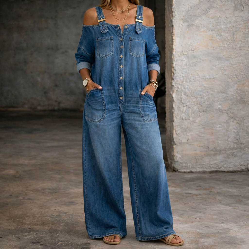 Velora | Mono Denim con Hombros Descubiertos