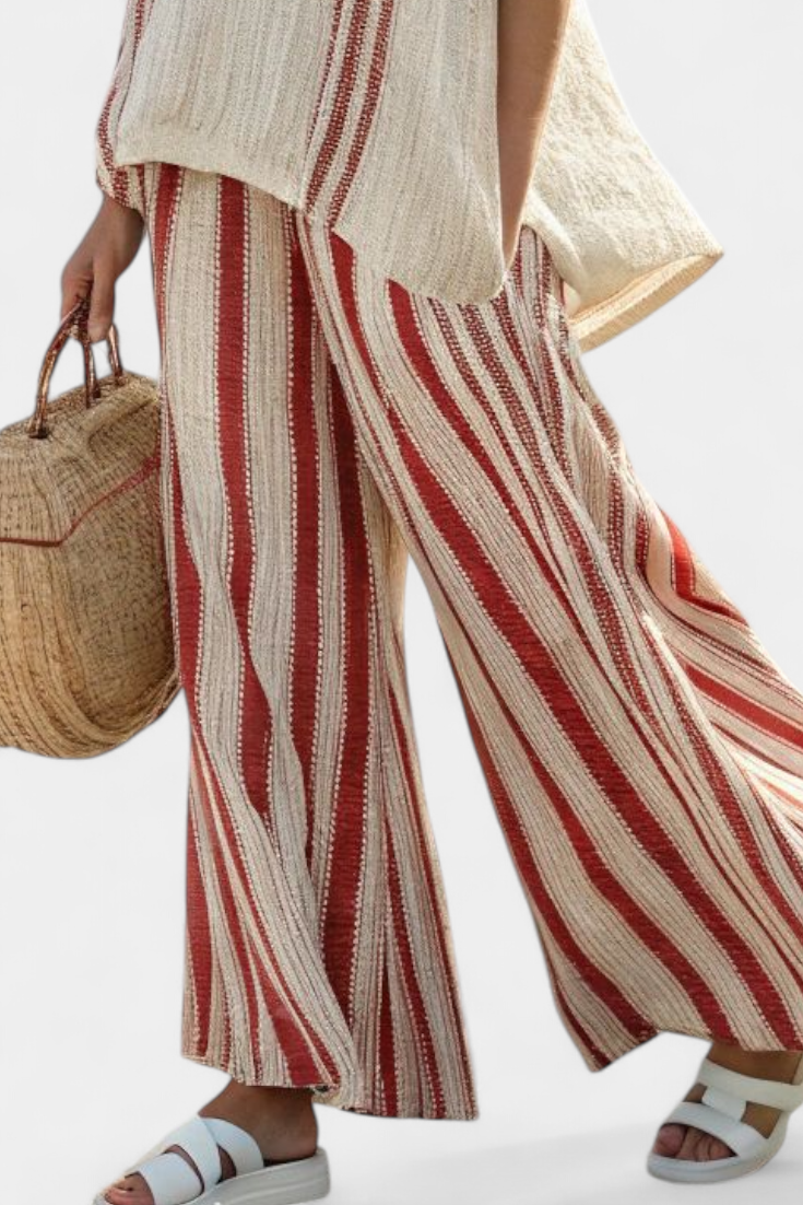 Vanessa | Conjunto Elegante de Rayas Rojas