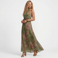 Theia - Vestido largo floral verde
