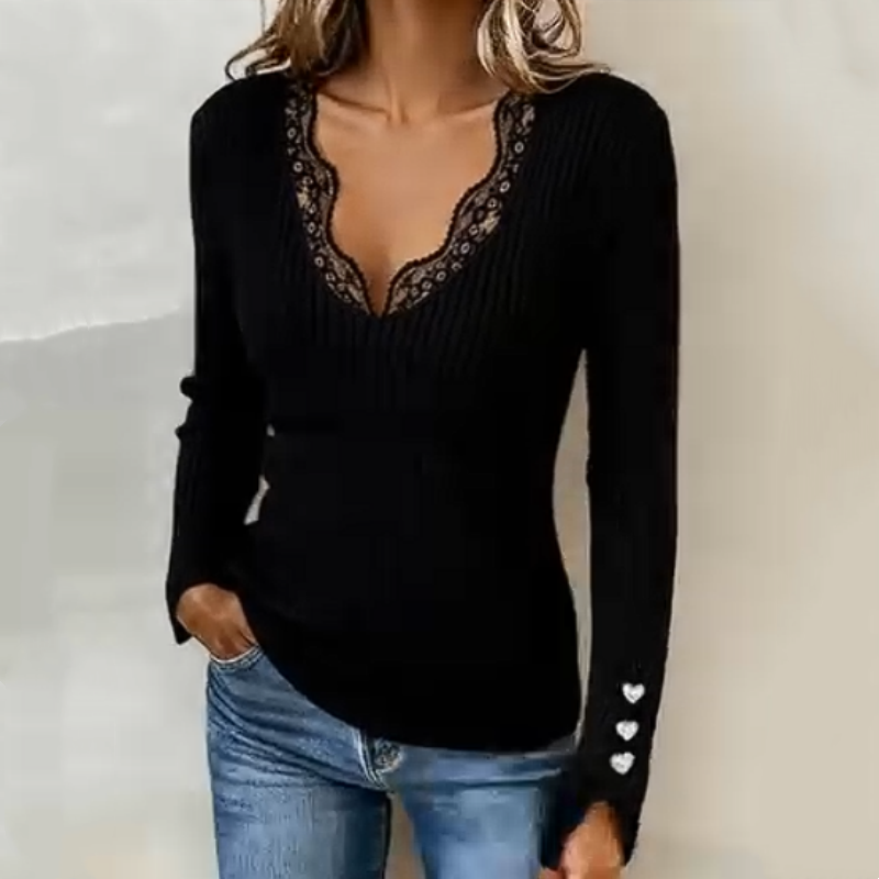 ✨ Oferta por tiempo limitado – Tops de mujer de punto acanalado con escote en V y