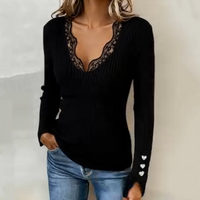 ✨ Oferta por tiempo limitado – Tops de mujer de punto acanalado con escote en V y